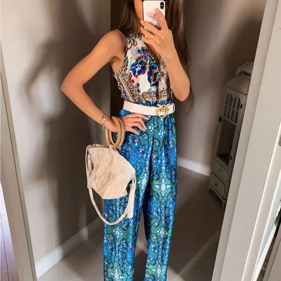 ZARA Floral Print belted jumpsuit - Picture 4 of 10